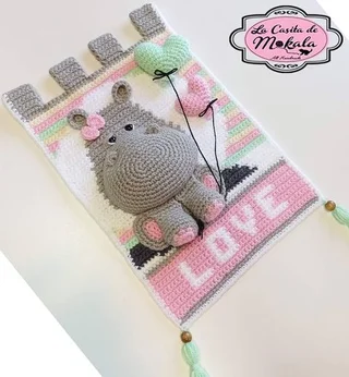 Tapiz Hipopótamo Love 3D [Intarsia Crochet Intermedio]