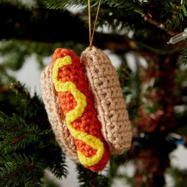 Adorno Hot Dog Navideño crochet facil tejidos crochet
